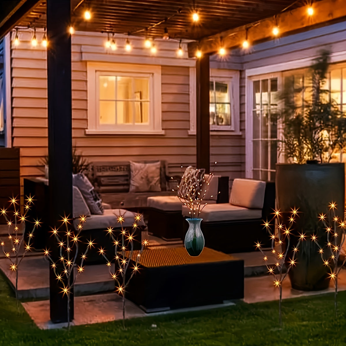 20 LED Battery-Powered Branch Lights, Indoor Decorative Lighting for Weddings, Restaurants, Parties, Birthdays, Christmas - Plastic Fairy Lights with Branch Design, ≤36V, Requires 2 AA Batteries (Not Included)