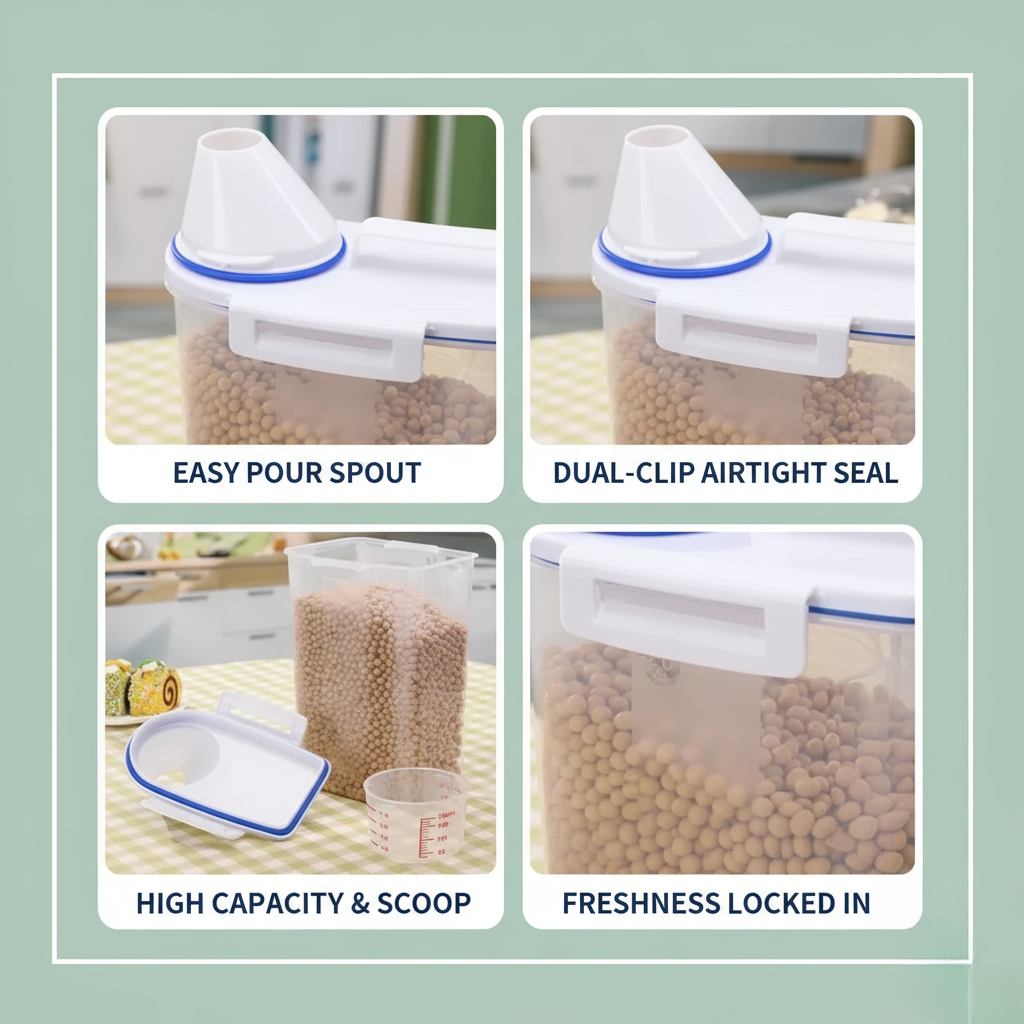 Product packaging with features highlighted on a green background