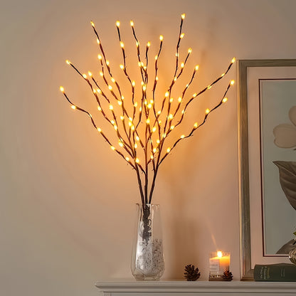 20 LED Battery-Powered Branch Lights, Indoor Decorative Lighting for Weddings, Restaurants, Parties, Birthdays, Christmas - Plastic Fairy Lights with Branch Design, ≤36V, Requires 2 AA Batteries (Not Included)