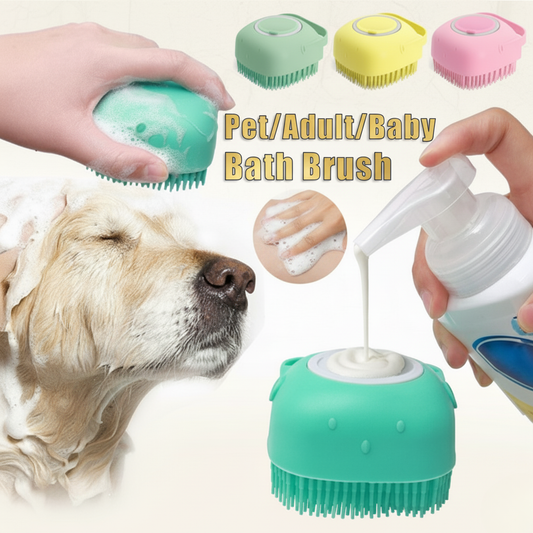 Silicone Dog Bath Gloves – Pet Grooming Brush with Shampoo Dispenser for Dogs & Cats
