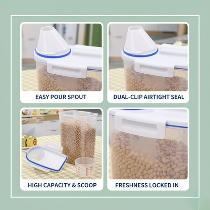 Product packaging with features highlighted on a green background