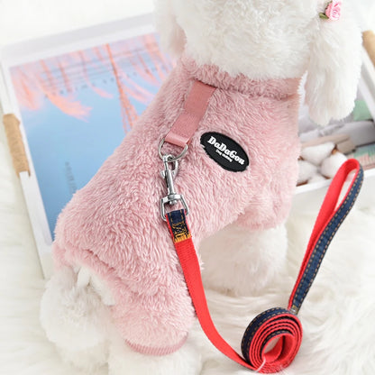 Cozy Flannel Dog Jumpsuit: Ultra-Warm Hooded Sweater for Small Puppies & Pets - Basic Bazaar