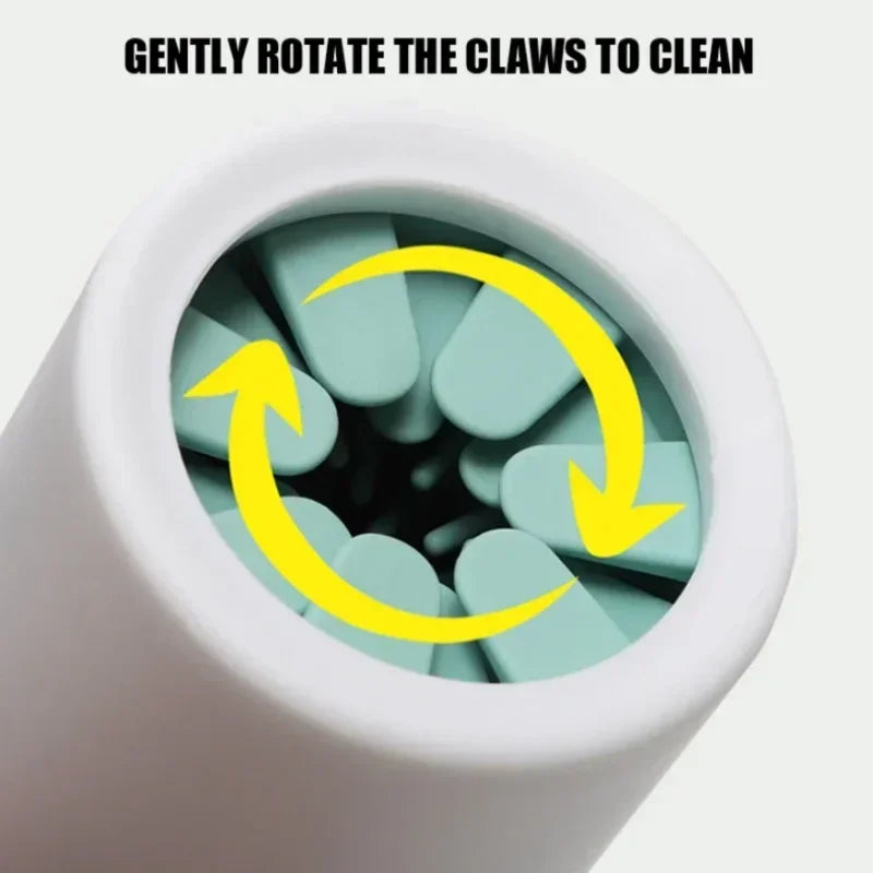 Cleaning tool with teal pads and yellow arrows indicating rotation on a white background