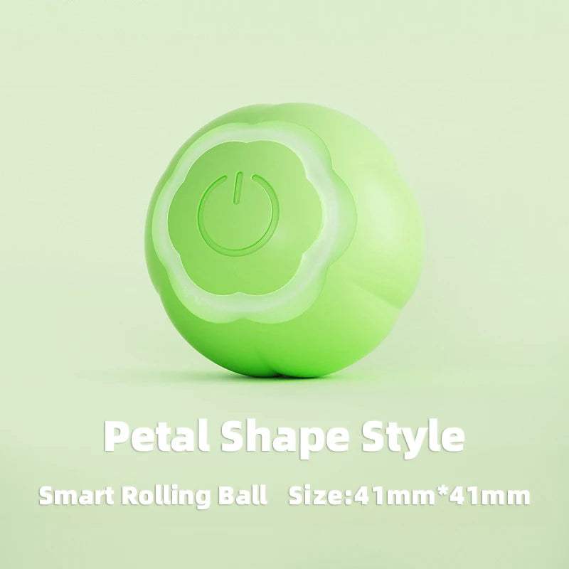 Green smart rolling ball with petal shape design on a light green background
