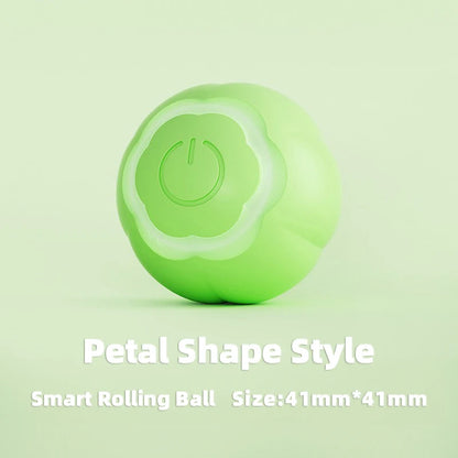 Green smart rolling ball with petal shape design on a light green background