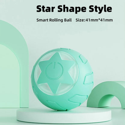 Smart rolling ball with star shape design on a light green background