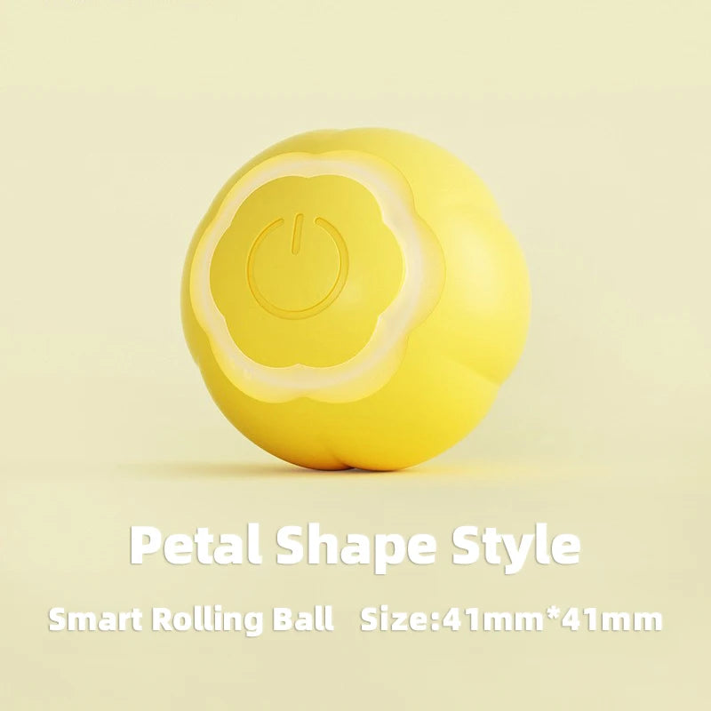 Yellow smart rolling ball with petal shape style on a beige background
