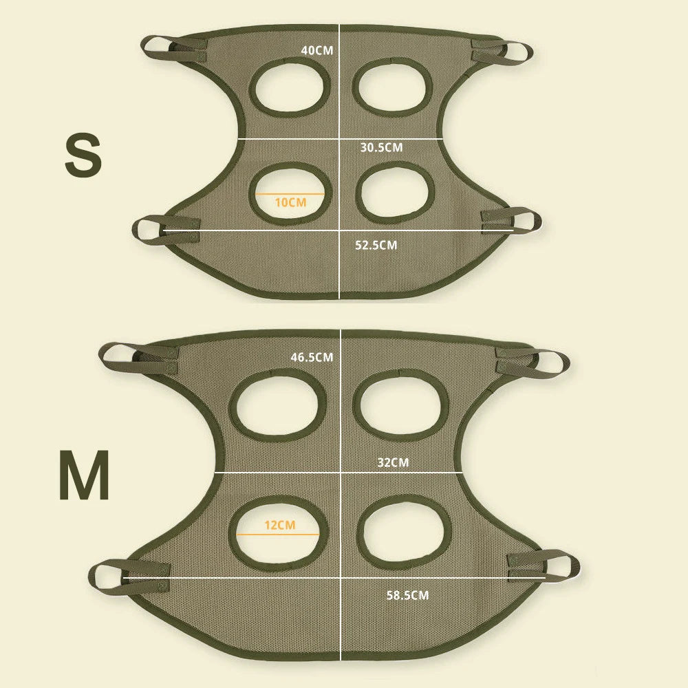 Measurement chart for small (S) and medium (M) size straps on a beige background