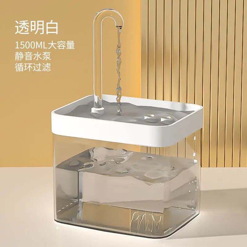Clear water tank with white top and faucet on a beige background