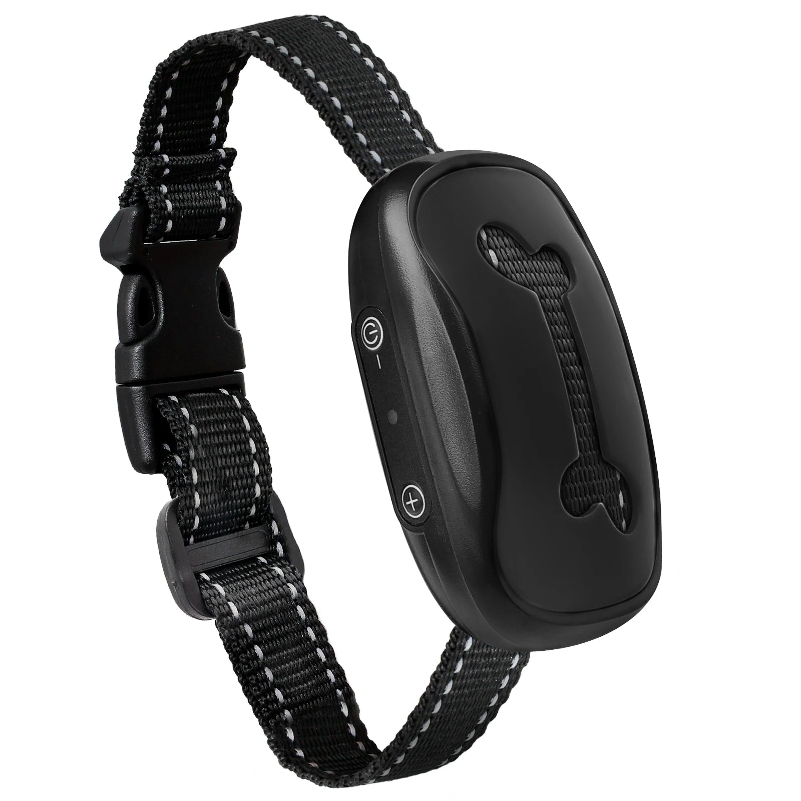 Black dog collar with electronic device on a white background