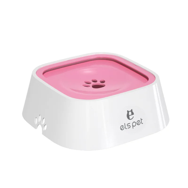 White and pink pet water fountain with 'elspet' branding on a white background