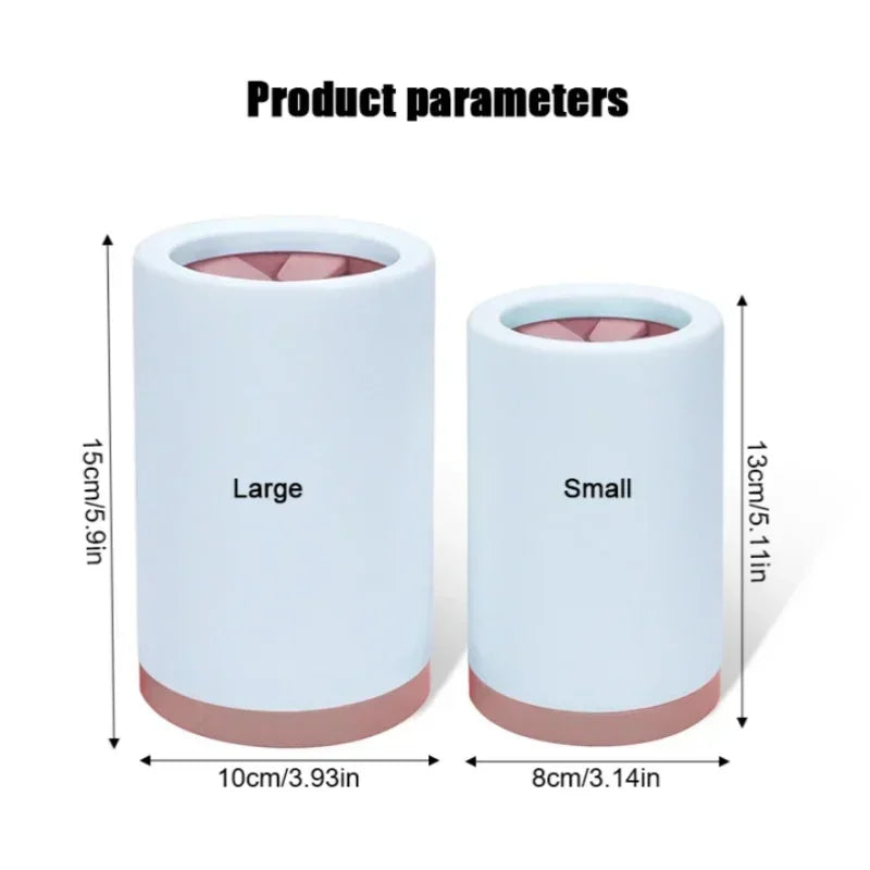 Two cylindrical containers, one large and one small, with dimensions labeled on a white background.