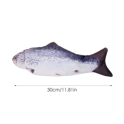 Fish-shaped toy with measurement details on a white background