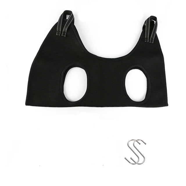 Black sports bra with cut-out design on a white background