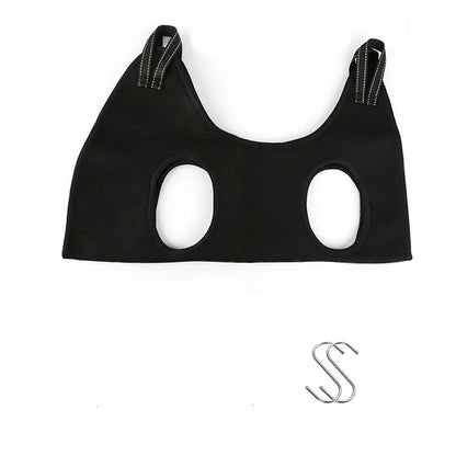 Black sports bra with cut-out design on a white background