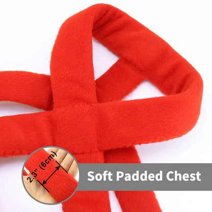 Red soft padded chest support with measurement detail on a white background