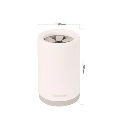 White cylindrical light with dimensions on a white background