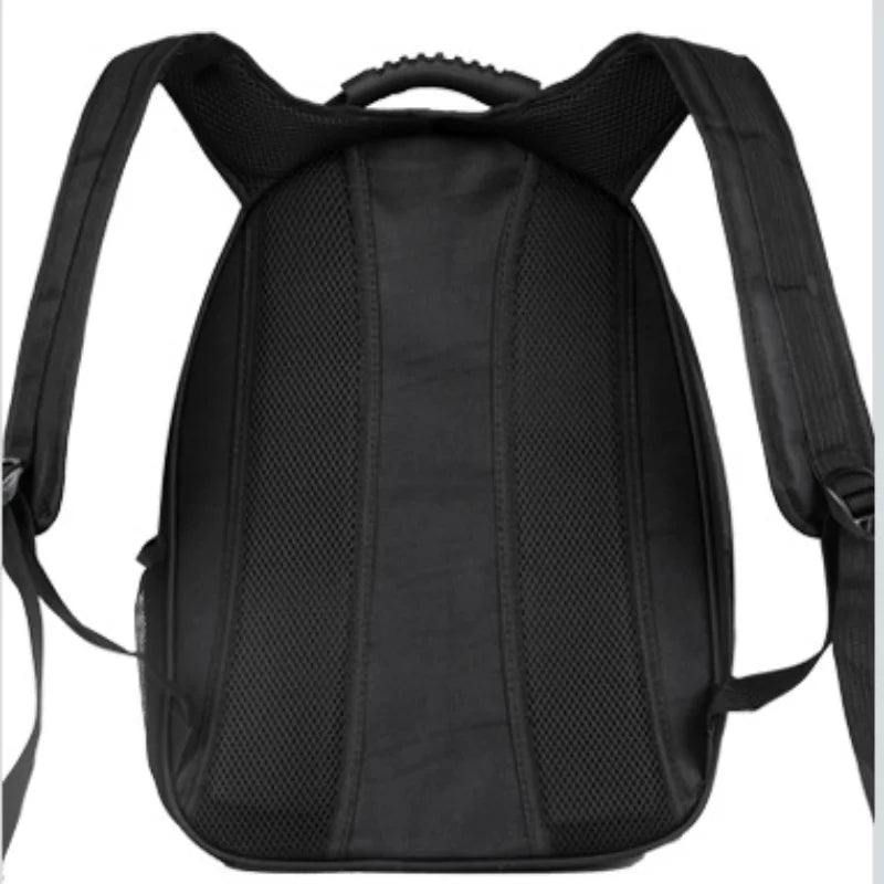 Black backpack on a white background