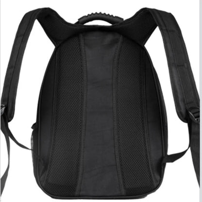 Black backpack on a white background
