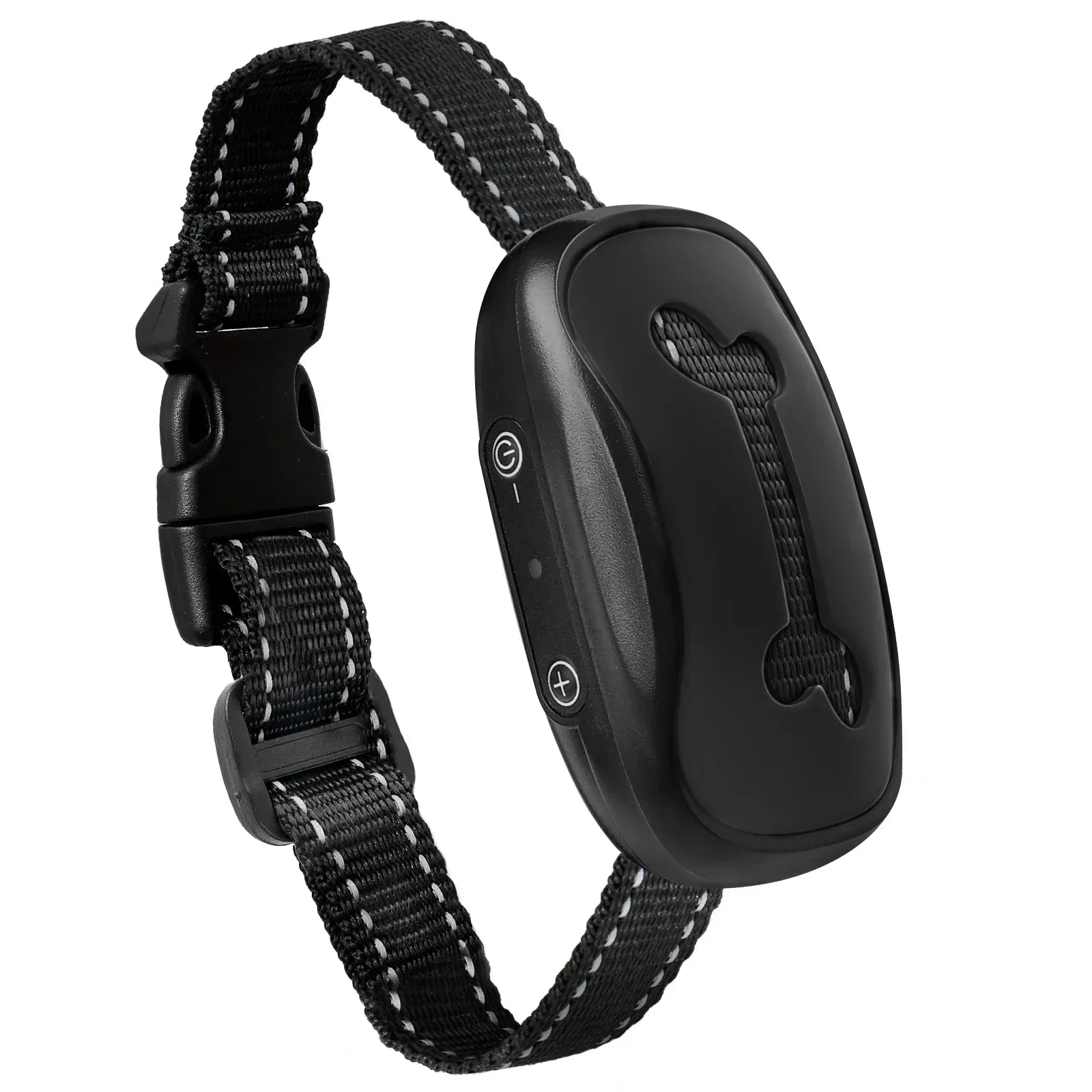 Black dog collar with electronic device on a white background