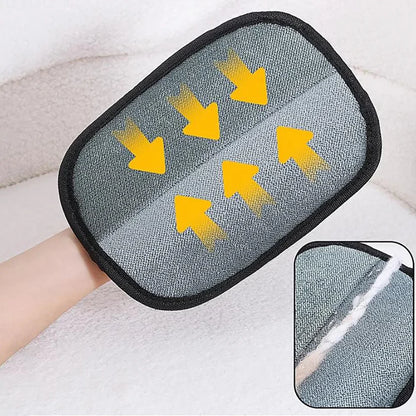 Gray scrubber with yellow arrows on a white background