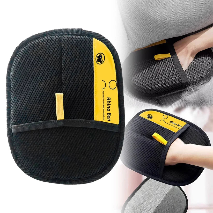 Black and yellow massage pillow with 'Rhino Ben' branding on a white background.
